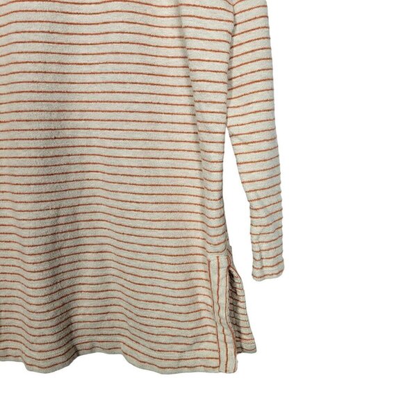 J. Jill Women's Striped Terry Style Light Weight Cream & Orange Sweater Size XL - Picture 5 of 12
